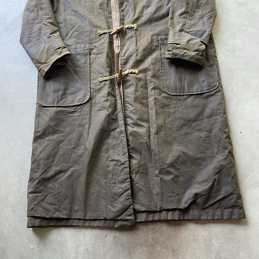 Vintage Polo Ralph Lauren Duffle Coat Vintage Brown Oil Tin Cloth Waxed Large - Picture 8 of 9